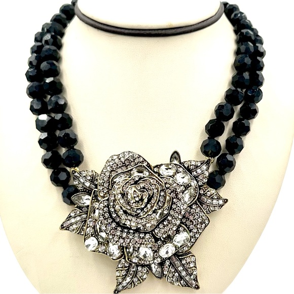 Heidi Daus Necklace Enchanted Beauty Floral Crystal Double Strand NIB - Picture 5 of 11